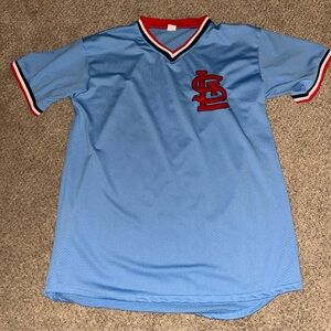 St Louis Cardinals Adult XL Victory Blue Powder Retro Jersey SGA V Neck Stitched
